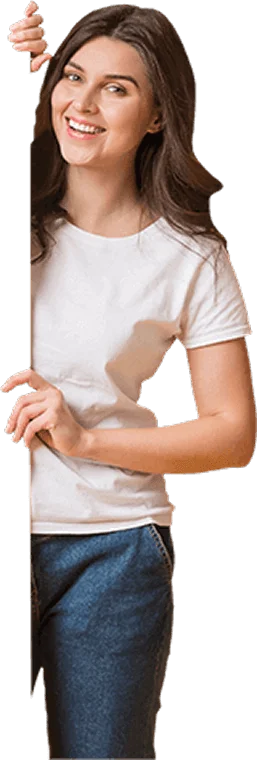 Smiling woman holding a board